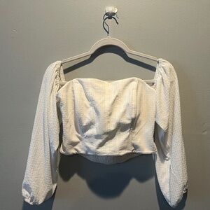 Wild Fable Cream Off-Shoulder Crop Top